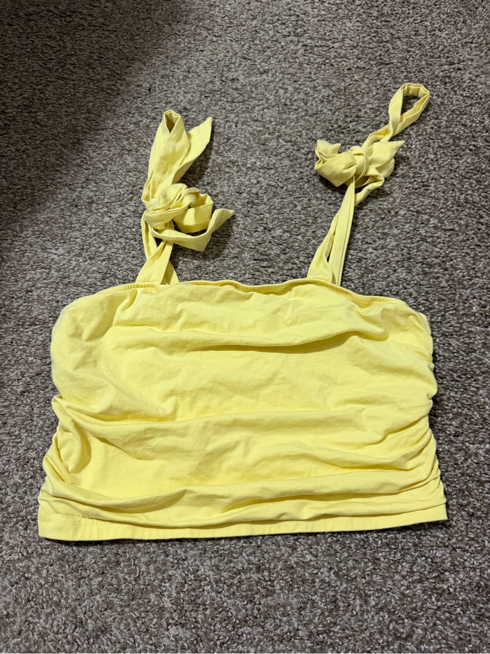 Yellow Tie-Strap Women's Crop Top